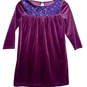Lands' End Kids Velour Sequined Plum Purple Party Holiday Dress Size Large